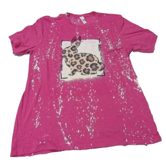 SUPER SOFT BLEACH DYED LEOPARD PATTERN BUNNY TSHIRT - Picture 1 of 5